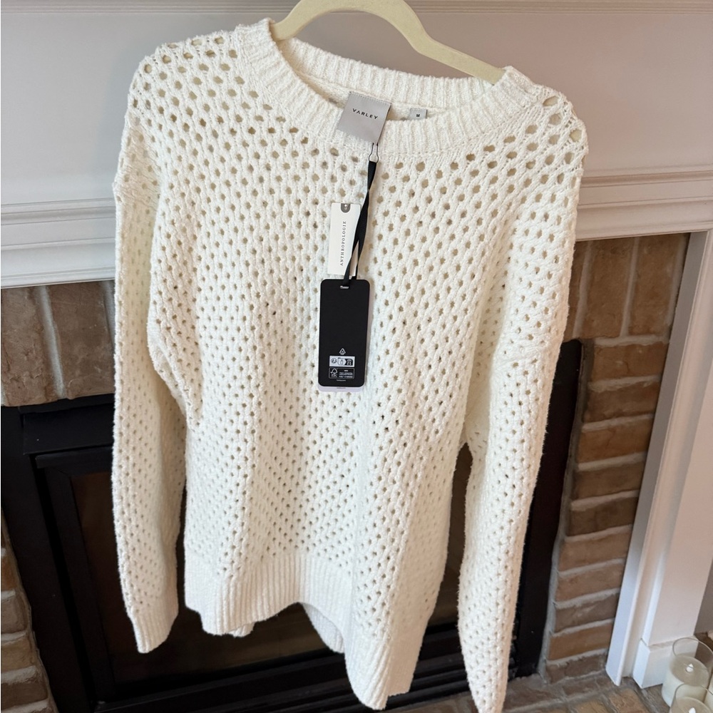 Varley White Open-Knit Sweater